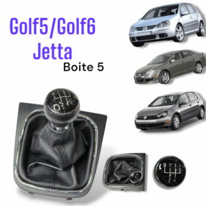 Pommeau de Vitesse et Soufflet 5 Rapports – Compatible VW Golf 5, Golf 6 & Jetta 5
